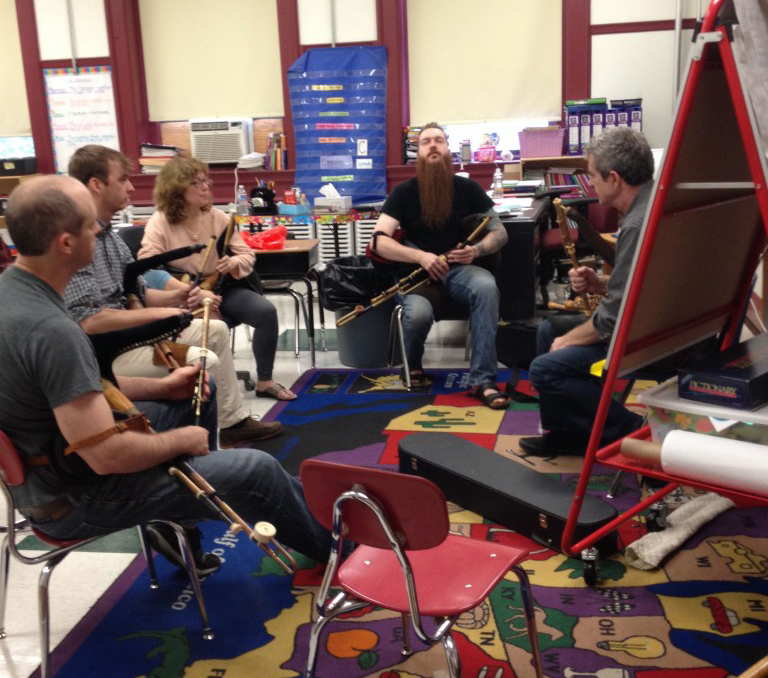 Patrick Hutchinson teaching piping class Fall 2014 at Boston CCE Music School